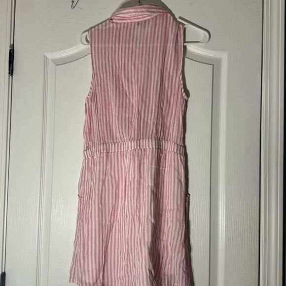 Naked Zebra Pink White Striped Shorts Button Front Romper With Pockets Size S - Picture 7 of 11